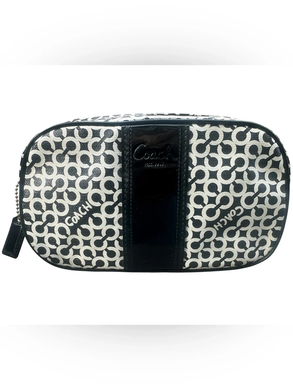 Coach Op Art Y2K Black and White Logo Print Cosmetic Pouch